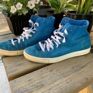 Chuck Taylor Converse Blue Suede Leather High Top Mens 11.5 Womens 13.5